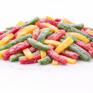 IQF Organic Pepper Tricolour Sliced 6mm (Green, Red and Yellow)